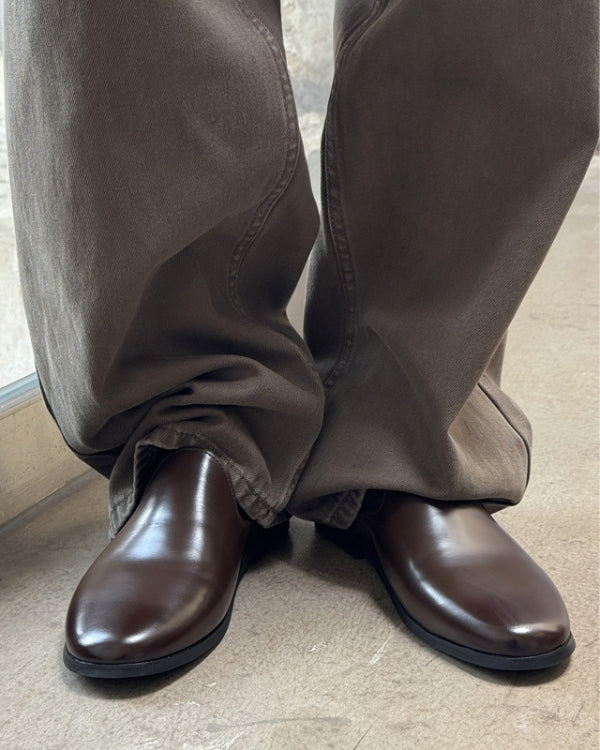 Leather Slip Slide Mules Loafers