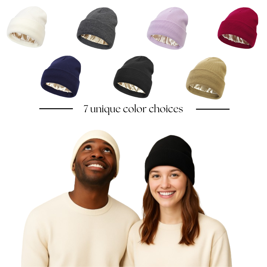 Satin-Lined Luxe Beanie – Winter Warmth, Hair-Friendly Elegance
