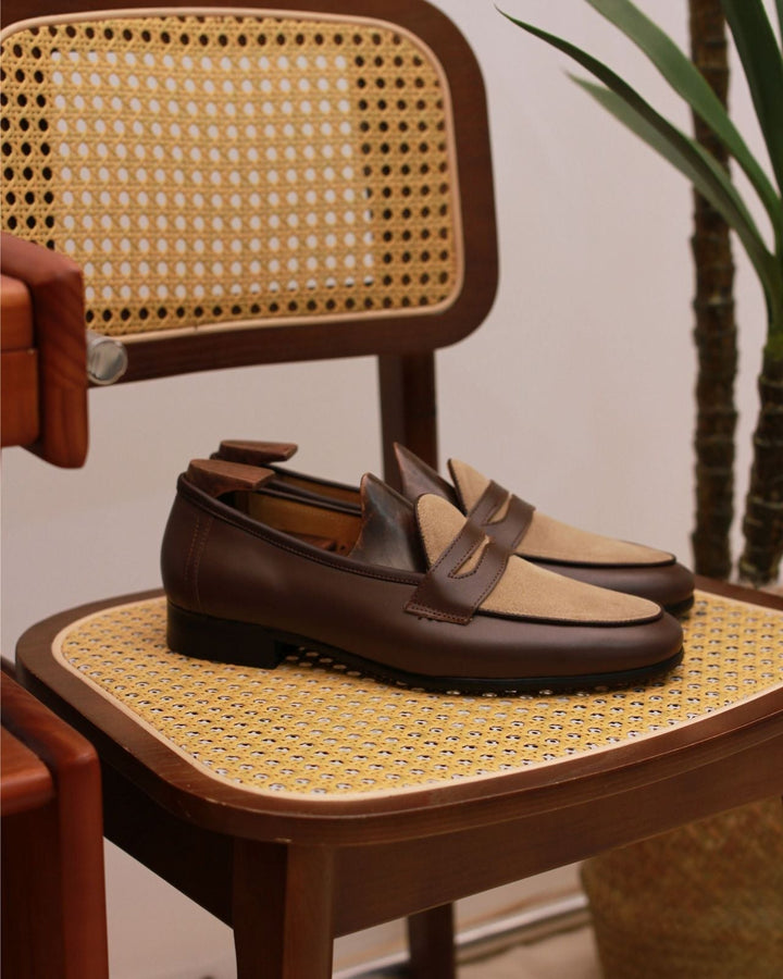 Genuine leather slip-on loafers